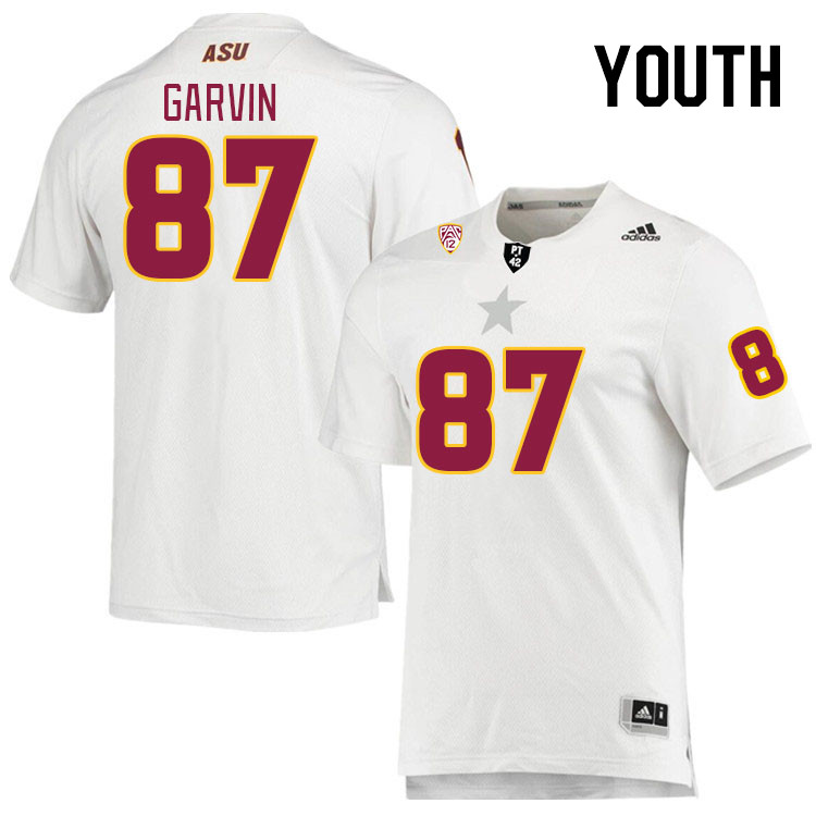 Youth #87 Colby Garvin Arizona State Sun Devils College Football Jerseys Stitched Sale-White